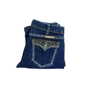 COWGIRL TUFF JEANS WOMENS 29 BOOTCUT STUDDED POCKETS 30 INSEAM